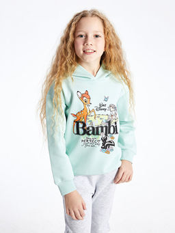 Bambi Bask?l? Uzun Kollu K?z ?ocuk Hoodie