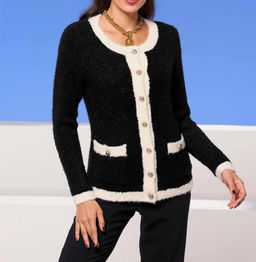 Кардиган, черный-экрю