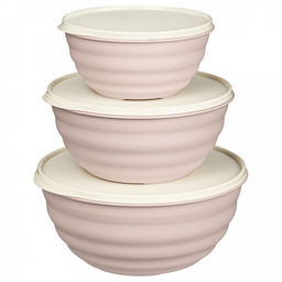 Миска пластмассовая "Latina" 3,2л, д23,7см, h10,9см, бежевый, с крышкой (Россия)