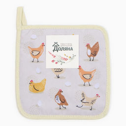 Прихватка Доляна Курочки 17х17 см, 35% хл, 65% пэ, ватин 250 г/м2  фото 4