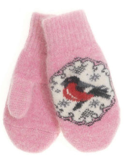 Варежки детские круговые Снегирь в круглом окошке 0705-5