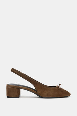 LEATHER SLINGBACK HEELS - Zara фото 7