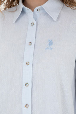 Женская голубая рубашка с длинным рукавом - U.s. polo assn фото 14