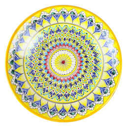 Ляган 34см, глубокий Риштанская керамика желтый  фото 2