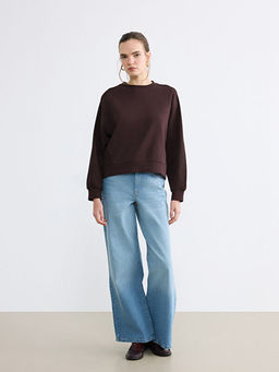 Bisiklet Yaka Oversize Kad?n Sweatshirt