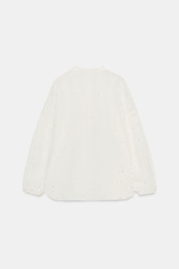 BLUSA BORDADOS LENTEJUELAS / Blanco roto - Zara фото 5