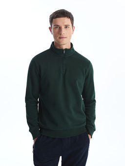 Dik Yaka Uzun Kollu Erkek Kal?n Sweatshirt