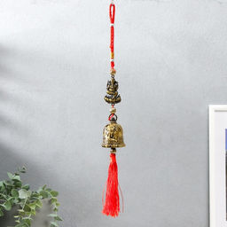 Колокольчик металл Ганеша, слоны на колоколе 4х4х40 см