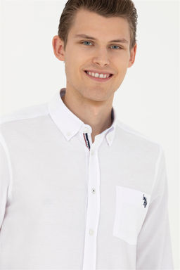 Мужская белая рубашка с длинным рукавом - U.s. polo assn фото 2