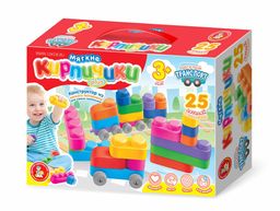 Конструктор "Мягкие кирпичики. Веселый транспорт" 25 эл. + колесики (04034) "Десятое королевство"