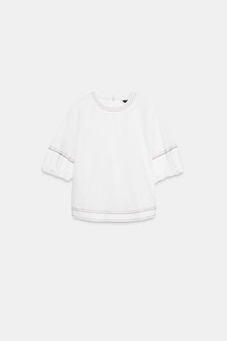 PUFF SLEEVE TOPSTITCH SHIRT - Zara фото 6