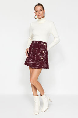 TRENDYOLMILLA Siyah Dugmeli Tuvit Kumas Etek Ucu Volanl? Mini Dokuma Etek TWOAW22ET0155 фото 15