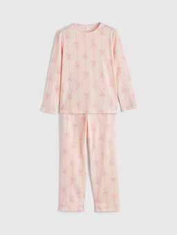 Fiyonk Bask?l? K?z ?ocuk Pijama Tak?m