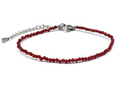 Браслет из граненых бусин мелких 2мм циркон цв.бордовый, 17см