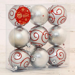 Ёлочные игрушки Милада, шары новогодние, d=6 см, набор 9 шт., серебро - Зимнее волшебство фото 2