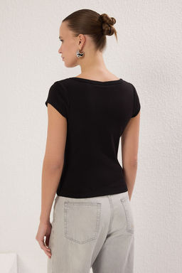 Trendyolmilla Siyah V Yaka Fitted/Vucuda Oturan Orme Bluz TWOSS25BZ00208 фото 24