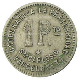 Монета 1 песета 1915 года Испания  Барселона