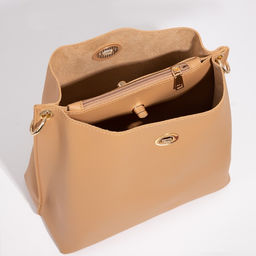 Сумка женская на застёжке, бежевая