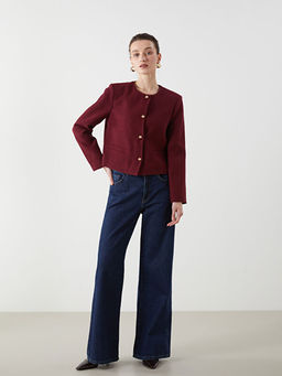 Bisiklet Yaka Dokulu Kad?n T?vit Ceket