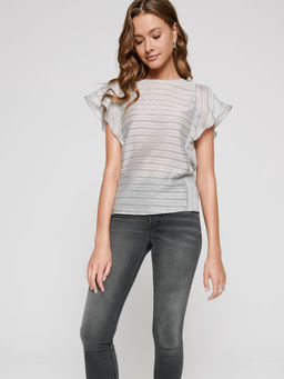 CONTE Блузка с широкими воланами из вискозы и льна LBL 1098 grey-black
