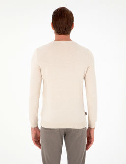 Bej Slim Fit Bisiklet Yaka Basic Triko Kazak - Pierre cardin фото 5
