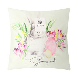 Наволочка декоративная ЭтельПасхальный кролик 40х40 см, полиэстер, велюр  фото 5