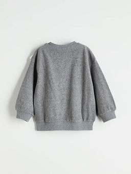 Bisiklet Yaka Bask?l? K?z ?ocuk Sweatshirt