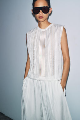 BLUSA ROM?NTICA BORDADA ZW COLLECTION / Blanco - Zara фото 9