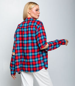 Рубашка #БШ2290-3, красный,голубой