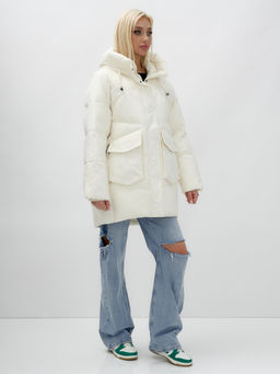 Куртка летучая мышь женская с капюшоном зимняя бежевого цвета 9617B - Mtforce фото 4