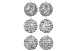 Набор 6 новогодних шаров 9,5*9,5 см Серебряный узор - Elan gallery фото 10