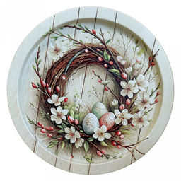 Поднос металлический "Светлая пасха" д28,2см, круглый (Россия)