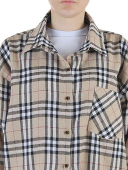 C501 BEIGE Рубашка женская оверсайз (95% хлопок, 5% спандекс)