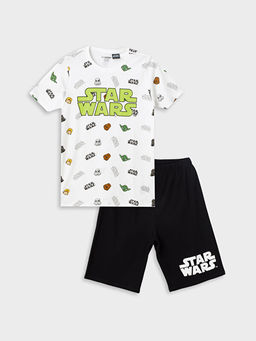 Bisiklet Yaka Star Wars Bask?l? K?sa Kollu Erkek ?ocuk ?ortlu Pijama Tak?m?