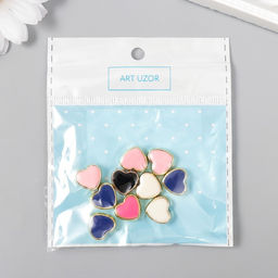 Набор бусин для творчества пластик Сердечки, яркий глянец МИКС 10 шт 1,2х1,2 см - Арт узор фото 4