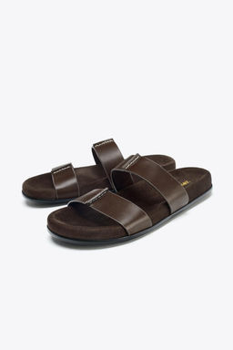 DOUBLE STRAP LEATHER SANDALS - Zara фото 4