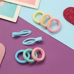 Цена за 6 шт. Набор для волос «Карамель», 10 резинок 1.5 см, 2 зажима 3 см, рыбка, голубой