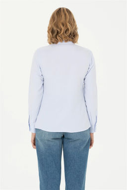 Женская голубая базовая рубашка с длинным рукавом - U.s. polo assn фото 5