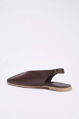 Trendyolmilla Shoes Taba Hakiki Deri Arkas? Ac?k Kare Burun Kad?n Babet TAKSS25BE00018  фото 4