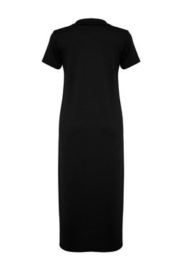 TRENDYOLMILLA Siyah Polo Yaka Shift/Normal Kesim Midi Esnek Orme Elbise TWOSS24EL01012 фото 8