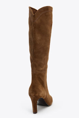 STITCHED SPLIT SUEDE HEELED BOOTS - Zara фото 4