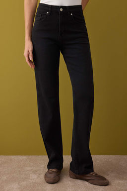 Siyah Normal Bel Genis Paca Comfort Wide Leg Jeans TWOAW26JE00085 - Trendyolmilla фото 3