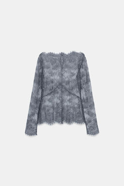 TOP ENCAJE ZW COLLECTION / Gris - Zara фото 6