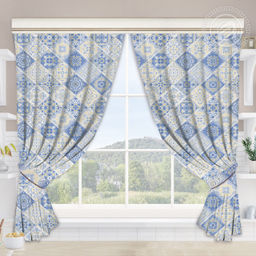 Шторы для кухни с подхватом Сицилия 145*180/Шторы: 2 шт.- 145*180, подхваты: 2 шт. Шторы "АРТ ДИЗАЙН" для кухни