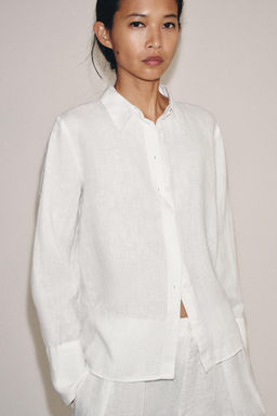 CAMISA LINO 100% ZW COLLECTION / Blanco - Zara фото 2