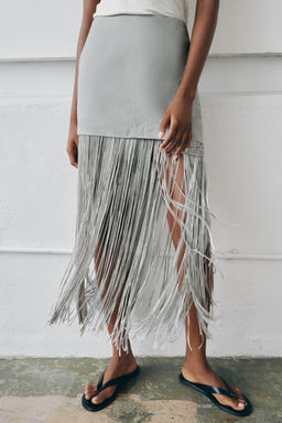 FALDA MINI LINO FLECOS / Gris - Zara фото 2