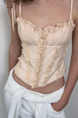 TOP CORSETERO VOLANTES / Crema - Zara фото 9