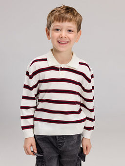 Polo Yaka ?izgili Erkek ?ocuk Triko Kazak