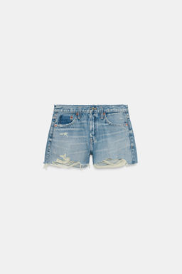 SHORTS DENIM TRF ROTOS TIRO MEDIO / Azul - Zara фото 6