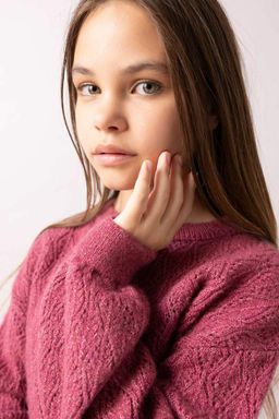 Свитер с круглым вырезом для девочек - Defacto фото 4